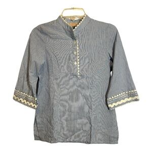 Rungolee Blue and White Striped Jolene Blouse size XXS